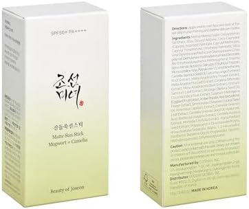 Beauty of Joseon Matte Sun Stick Mugwort Camelia for face Korean Sunscreen moisturizing with SPF 50 PA++++ Sebum Control No white Cast skincare for Women and Men 18g