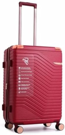 Reflection Saphir Premium Quality ABS Suitcase, Lightweight Hardshell, Metalic Corner, Vertical Series Travel Luggage Trolley with 4 Spinner Wheels and TSA Lock (24-Inch / 61-CM, Wine Red)