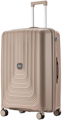 Senator Unisex Hard Case Luggage Lightweight PP Fashion Trolley Luggage with 4 Double Spinner Wheel and 3-Digit Combination Lock KH1009 (Checked Luggage 28-Inch, Khaki)