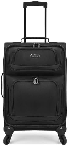 U.S. Traveler Rugged Fabric Expandable Carry-on Luggage Set, Black, 4 Wheel, Rugged Fabric Expandable Carry-on Luggage Set