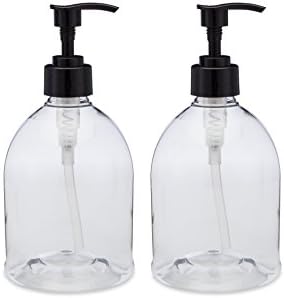 Earth's Essentials (2 Pack) Versatile 16 Ounce Refillable Designer Pump Bottles. Excellent Liquid Hand Soap, Homemade Lotion, Shampoo and Massage Oil Dispensers. Shatterproof PET Plastic.