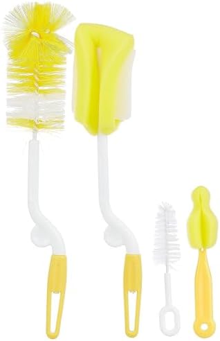 5Pcs/Set Multifunctional Sponge Cleaning Tool Cup Bottle Straw Brush Baby Feeding Nipple Brush Feeding Bottle Washing Cleaner Random Color, Yellow