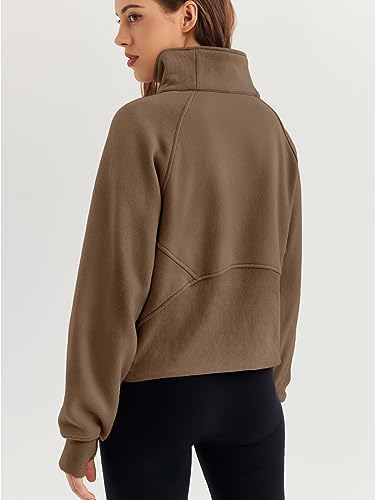 WYNNQUE Women’s Half Zip Fleece Sweatshirt, Winter Sweaters with Zipper and Thumb Hole