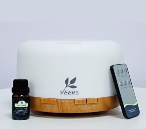 500ml Premium, Essential Oil Humidifier, Air Purifier for Home with 10ml Lavender Oil, Remote Control, 5 in1 Ultrasonic Aromatherapy Fragrant Oil Diffuser Vaporizer, Auto-Off Safety Switch.