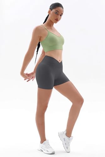 Vertvie Women's Gym Shorts V Cross Stretch Push Up Yoga Shorts Booty Scrunch Fitness Trousers Short High Waist Seamless Workout Sports Shorts Butt Lift Short Leggings Summer