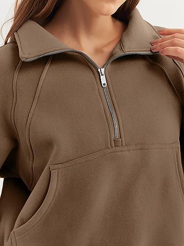 WYNNQUE Women’s Half Zip Fleece Sweatshirt, Winter Sweaters with Zipper and Thumb Hole
