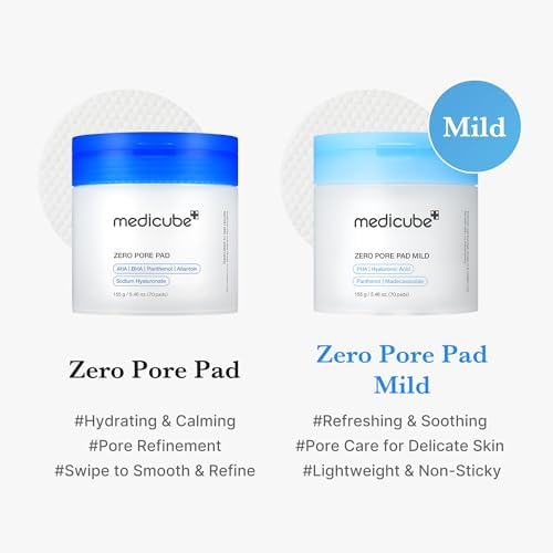 medicube Zero Pore Pads Mild 2.0 - Gentle Calming Toner Pads for Exfoliation, Minimizing Pores, and Blackhead Removal with PHA - Ideal for All Skin Types - Korean Skin Care