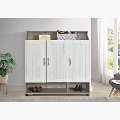 Home Box Angelic 26-Pair Shoe Cabinet With 3 Doors 120 X 123 X 39.4 Cm Grey