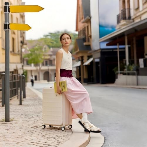 AJI Expandable Top Opening Carry On Luggage Airline Approved, 20 Inch Lightweight Hardside Carry On Suitcase with Spinner Wheels, Travel Luggage for Women Men (Coconut White)