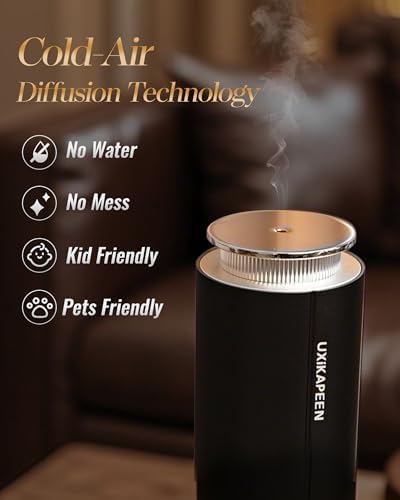 Waterless Essential Oil Diffusers with 2000 Sq.Ft Coverage,120ml Air Scent Diffuser Machine for Home Large Room, Aroma Diffusers for Home/Hotel/Bedroom/Office/APP, Black