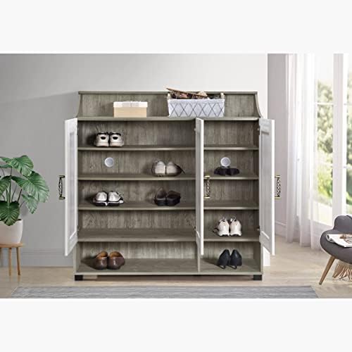Home Box Angelic 26-Pair Shoe Cabinet With 3 Doors 120 X 123 X 39.4 Cm Grey