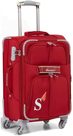 Senator Soft-Shell Luggage Extra Large Size Expandable Lightweight, Check in Size Luggage with Spinner Wheels 4 LL003 (Checked Luggage 32-Inch, Red)