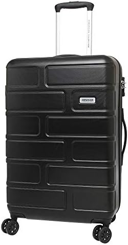 American Tourister Bricklane Suitcase, Cabin Size 55 cm / 20 inch, 4 Spinner Wheels, Hard Top, Polycarbonate, Jet Black|Scratch Resistance|TSA Lock|Inner Mesh Pocket - 3 Years International Warranty