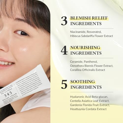 Dr.Althea 345 Relief Cream, Daily Face Moisturizer, Blemish Relief Care, Soothing Recovery & Moisture, Korean Vegan Skin Care for All Skin Types, 50ml (Pack of 1)