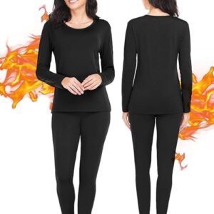 Women Thermal Underwear Set,Thermal Base Layer Long Sleeve Compression sleepwear,Thermal Long Johns Top & Bottom Pajama Set,Cycling,Skiing,Training, Hiking,Outdoor Sports