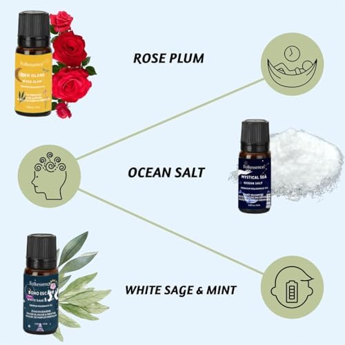 Folkulture Essential Oil Set for Diffusers for Home, Set of 6 Fragrance Oils or Aromatherapy Oils - White Sage, Balsa Cedarwood, Orange, Green Tea, Ocean Salt, Rose | Ramadan Gifts Set (Magic Hour)