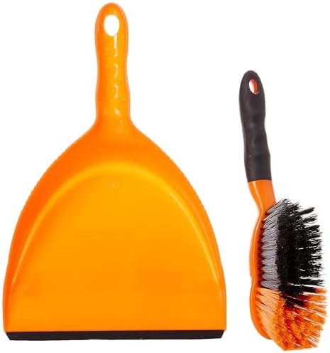 Royalford Dust Pan & Brush Set - Hand Broom with Durable Stiff Bristles - Broom Set Having Frayed and Angled Tips - Cleaning Tool Perfect for Home or Office Use