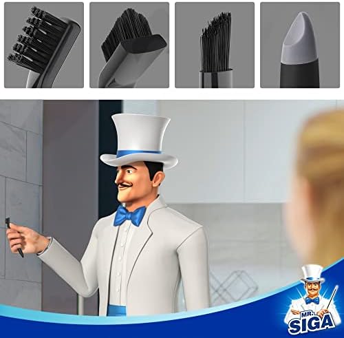 MR.SIGA Grout Cleaner Brush Set, Detail Cleaning Brush Set for Tiles, Sinks, Drains, Grout Brush for Edge, Crevice Cleaning