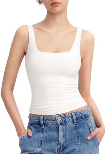 PUMIEY - Women's Double-Lined Square Neck Tank Top, Sharp Collection