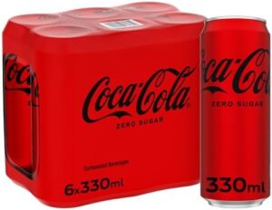 COCA-COLA Zero Sugar, Carbonated Soft Drink, Can 330ml, Pack of 6
