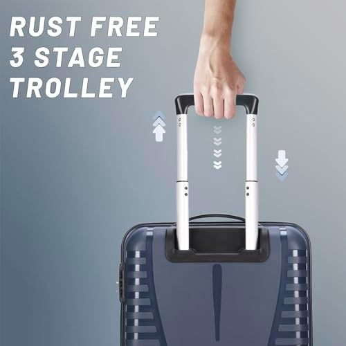 Aristocrat Airpro 8 Wheels Trolley Bags for Travel Hard Case Luggage, Lightweight Bag & Combination Lock|7 Years Warranty, Poseidon Blue, Cabin/ Small, Hardside Expandable Luggage with 8 Spinner