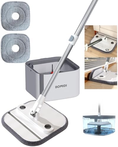 360° Spin Mop for All Floors - Foldable Dry & Wet Floor Mop with Dual Water Tanks, Effortless Stain Removal for Tile, Wood, Marble (30cm Ultra-Wide Mop Head)