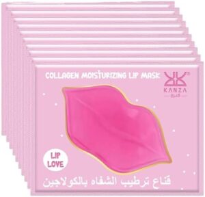 KANZA - 10 Pcs Collagen Lip Mask Set | Moisturizing Lips Mask Lip Plumper Hydrating Nourishing Crystal Pink Lip Masks Natural Shiny Moisturizing Smooth Texture Healthy Elasticity Lips Mask
