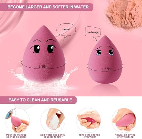 MOMENT 4 Pieces Makeup Sponge Set Beauty Blender Sponges Makeup Eggs with Case Latex-Free Vegan Foundation Applicator Makeup Puff for Powder Cream