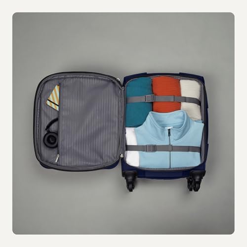 Amazon Basics Softside Carry-On Spinner Suitcase - 21 Inch (53cm), Navy Blue