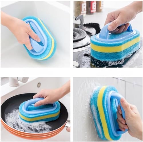 Cleaning Brush for Bathroom Kitchen Bathtub Toilet Cleaner Multi Function Handheld Cleaning Sponge B