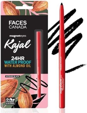 FACESCANADA Magneteyes Kajal - Black, 0.35g | 24 Hr Long Stay | One Stroke Smooth Glide | Waterproof, Smudgeproof & Fadeproof | Deep Matte Finish | Enriched With Almond Oil & Vitamin E