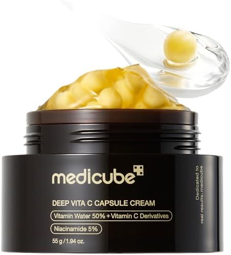 medicube Deep Vitamin C Golden Capsule Face Moisturizer - Liposome Capsules For Wrinkles, Skin Radiance - Transparent Gel for Glow Hydration - Korean Skin Care 1.94 oz