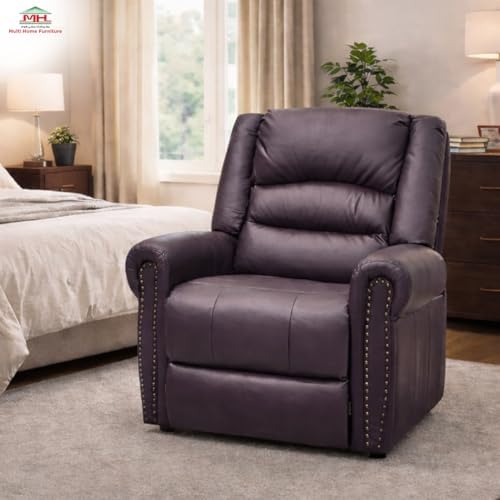 Multi Home Furniture Brown Coffee Electric Recliner Chair for Living Room – Lazy Sofa Chair with Massager & Multiple Modes, Footrest, Lumbar Support, PU Leather Sofa Fabric Recliner Sofa Single Sofa