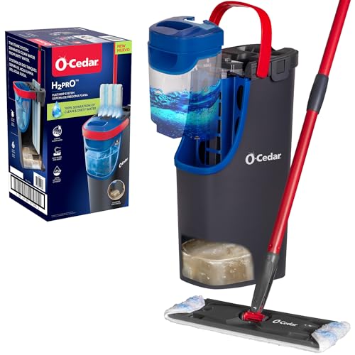 O-Cedar H2prO Flat Mop System | Quick Cleaning Tool | Clean with Clean Water | Machine Washable Reus