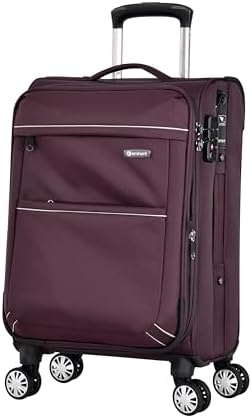 Eminent Expandable Luggage Trolley Bag Soft Suitcase for Unisex Travel Polyester Shell Lightweight with TSA lock Double Spinner Wheels V6093SZ (Carry-On 20-Inch, Purple)