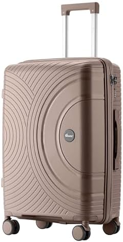 Senator Unisex Hard Case Luggage Lightweight PP Fashion Trolley Luggage with 360° Degree 4 Twin Wheel and Safe Zippers KH1010 (Checked Luggage 24-Inch, Khaki)