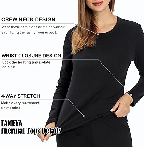 Ultra Soft Thermal Underwear for Women, Long Johns 2 Set with Fleece Lined,Cold Weather Base layer Warm Top & Bottom
