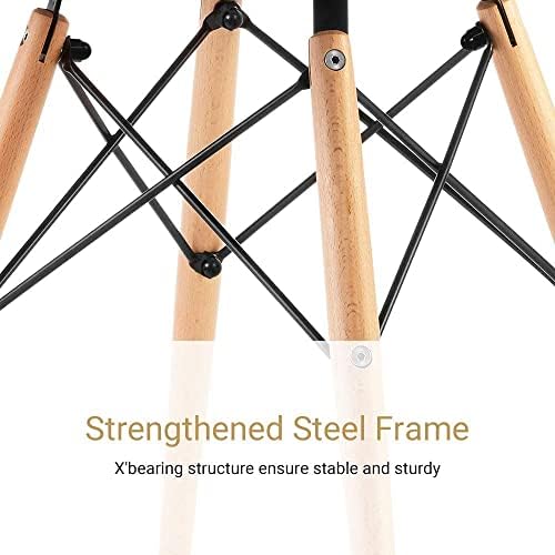 Mahmayi HYT12 110DIA Stylish Glass Round Table with Wooden Legs - Coffee Table for Living Room & Bedroom, Eiffel Support, Modern Centerpiece Furniture for Home Decor - 110CM (Translucent)