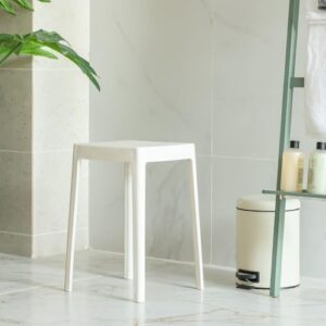 Danube Home Danyell Stool | Light Weight Single Chair | PP Material | Modern Design 1 Seater Chair For Living Room Dining Room Indoor Furniture L28xW28xH45.5cm -White