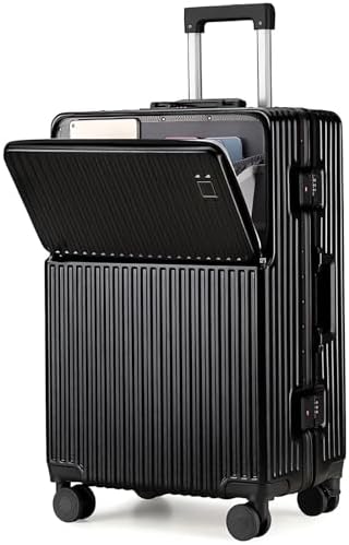 Wemart Travel ABS Luggage, Carry On Cabin Travel Trolley Bag with Combination Lock and 4 Spinner Wheels,ABS+PC Harshell (Black 20 Inch)