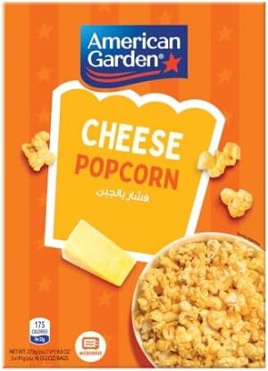American Garden Microwave Cheese Popcorn, Gluten-Free, 273g (3 Bags of 91g)