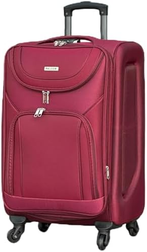 Soft Shell Luggage, Ultra Lightweight, Expandable, 4 Smooth Wheels with Combination Locks (Meroon, Checked-In-32-Inch)