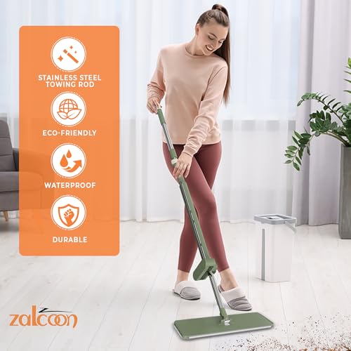 Flat Mop and Bucket with Wheels