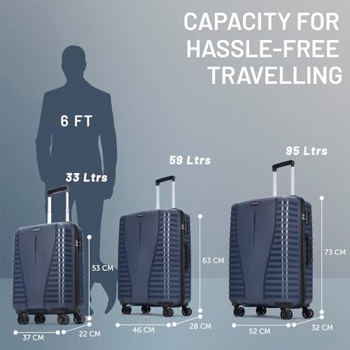 Aristocrat Airpro 8 Wheels Trolley Bags for Travel Hard Case Luggage, Lightweight Bag & Combination Lock|7 Years Warranty, Poseidon Blue, Cabin/ Small, Hardside Expandable Luggage with 8 Spinner