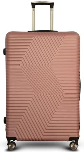 Extra Large 32-Inch Lightweight ABS Luggage Bag | Durable Hard Shell Travel Suitcase with 40KG Capacity, Spinner Wheels, Security Lock, Trolley Bag (ZIG ZAG, ROSE GOLD)