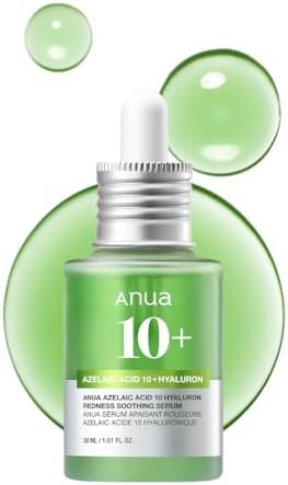 Anua Azelaic Acid 10 Hyaluron Redness Soothing Serum, Facial Serum for Sensitive skin, Hyaluronic Acid, Niacinamide, Spot Care, Natural Color, Vegan, Korean Skincare (30ml/ 1.01 fl oz.)