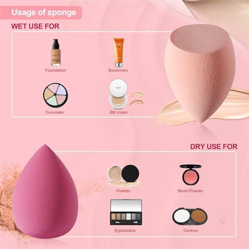 MOMENT 4 Pieces Makeup Sponge Set Beauty Blender Sponges Makeup Eggs with Case Latex-Free Vegan Foundation Applicator Makeup Puff for Powder Cream