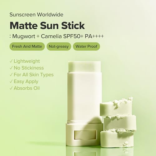 Beauty of Joseon Matte Sun Stick Mugwort Camelia for face Korean Sunscreen moisturizing with SPF 50 PA++++ Sebum Control No white Cast skincare for Women and Men 18g
