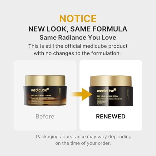 medicube Deep Vitamin C Golden Capsule Face Moisturizer - Liposome Capsules For Wrinkles, Skin Radiance - Transparent Gel for Glow Hydration - Korean Skin Care 1.94 oz