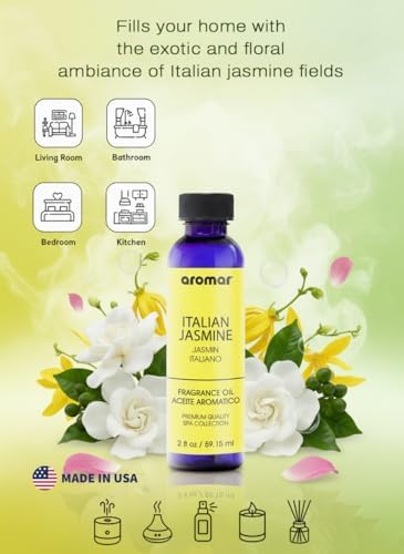 Aromar Spa Aromatic Oil – Italian Jasmine Fragrance, 59.15ml | Luxurious Floral Essential Oil for Diffusers, Humidifiers & Candles | Romantic, Long-Lasting Home Aroma for Relaxation & Elegance